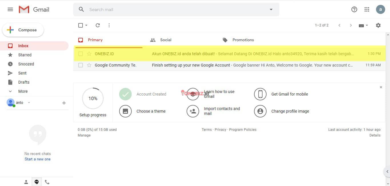 4 Email Pemberitahuan ONEBIZ.id