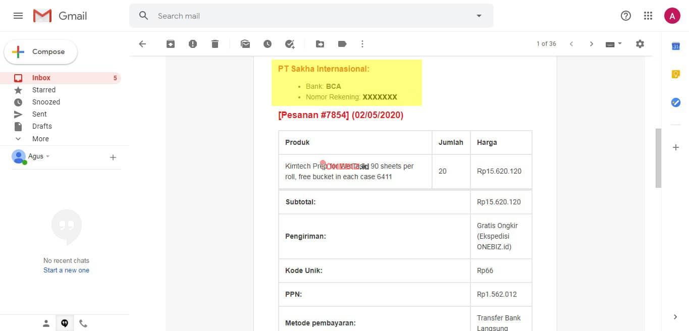 5 Melihat Pesanan Baru Melalui Email
