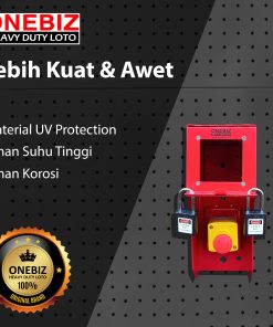 ONEBIZ Heavy Duty LOTO Box Vertical OB 14-OB05 Loto Box Vertical Safety Device Heavy Duty+Emergency Push Button+Padlock