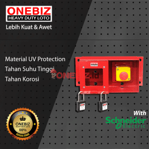 ONEBIZ Heavy Duty LOTO Box Horizontal OB 14-OB05-H+Emergency Push Button+Padlock