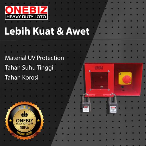 Jual ONEBIZ Heavy Duty LOTO Box Horizontal OB 14-OB05-H +Emergency Push Button+Padlock