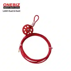 Heavy Duty Loto OB 14-BDL31-RED Wheel Type Cable Lockout, Stainless steel cable dia ONEBIZ untuk mencegah mesin dioperasikan