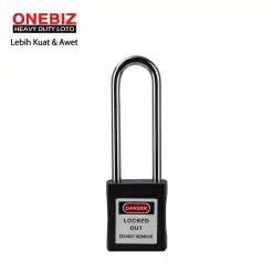 Long Shackle Safety Padlock Black ONEBIZ untuk mengunci sumber energi