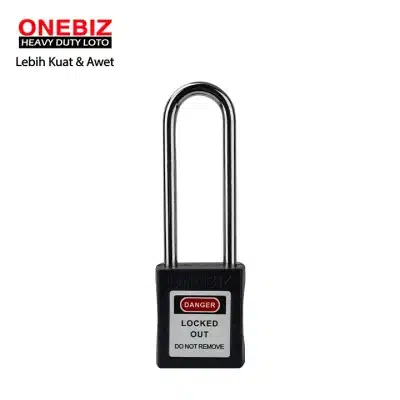 Long Shackle Safety Padlock Black ONEBIZ untuk mengunci sumber energi
