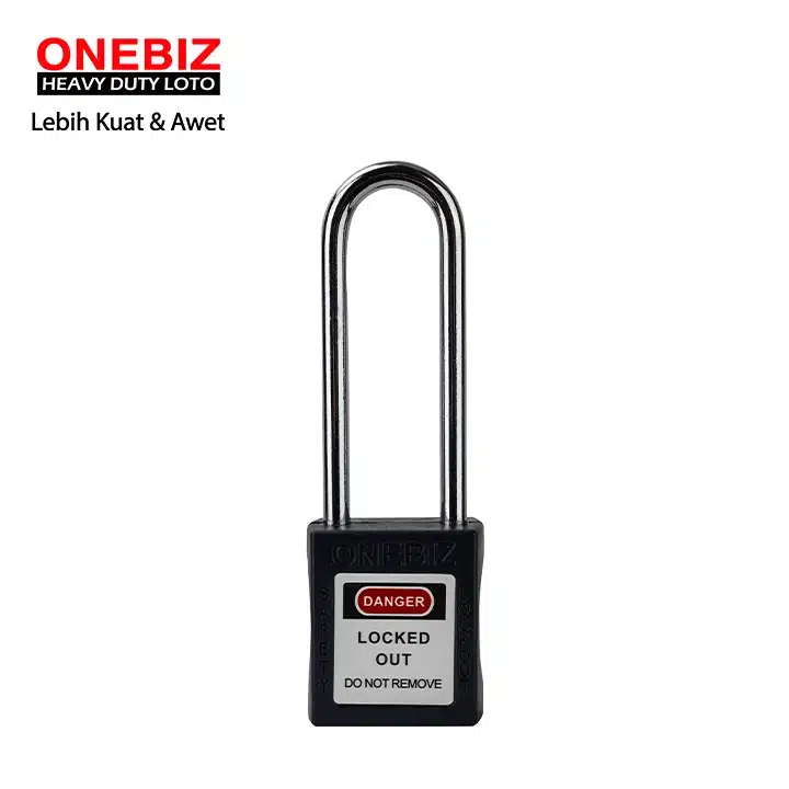 Long Shackle Safety Padlock Black ONEBIZ untuk mengunci sumber energi