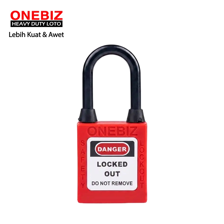 Heavy Duty Loto OB 14-BDG11DP Dustproof Nylon Shackle Safety Padlock ONEBIZ untuk Mengunci device loto, mencegah mesin dioprasikan