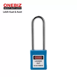 Heavy Duty Loto OB 14-BDG23UDKD Long Steel Shackle Blue ONEBIZ untuk untuk Mengunci device loto, mencegah mesin dioprasikan