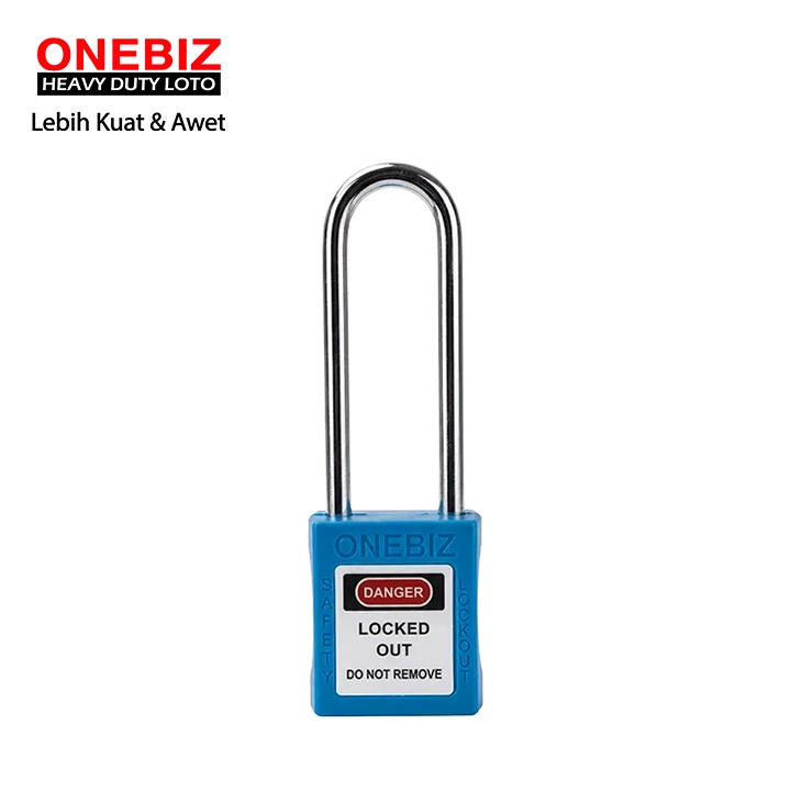Heavy Duty Loto OB 14-BDG23UDKD Long Steel Shackle Blue ONEBIZ untuk untuk Mengunci device loto, mencegah mesin dioprasikan