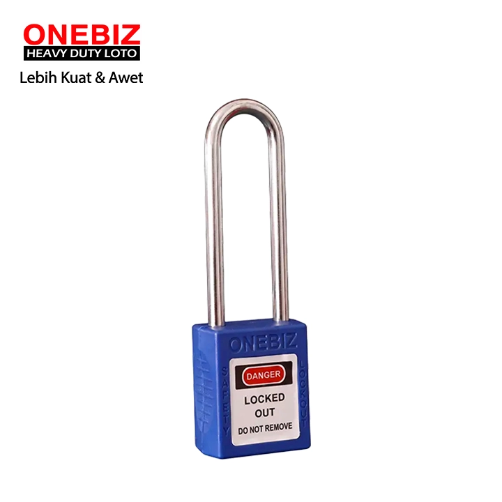 Heavy Duty Loto OB 14-BDG23UNDKD Long Steel Shackle New Blue ONEBIZ untuk untuk Mengunci device loto, mencegah mesin dioprasikan