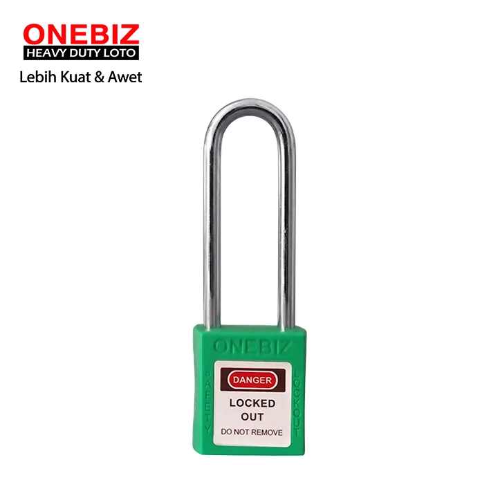 Heavy Duty Loto OB 14-BDG24UNDKD Long Steel Shackle New green ONEBIZ untuk untuk Mengunci device loto, mencegah mesin dioprasikan