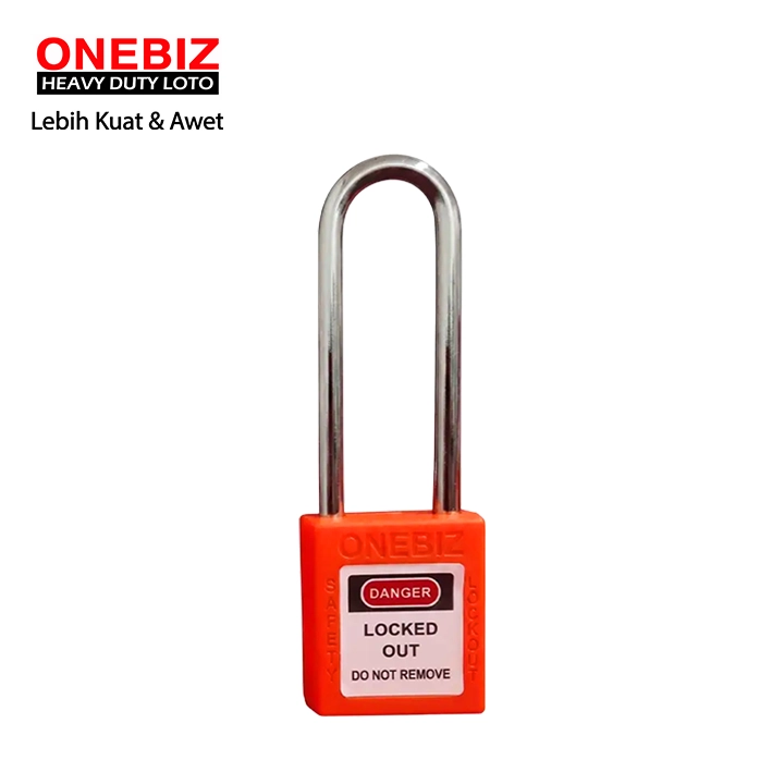 Heavy Duty Loto OB 14-BDG27UDKD Long Steel Shackle Orange ONEBIZ untuk untuk Mengunci device loto, mencegah mesin dioprasikan