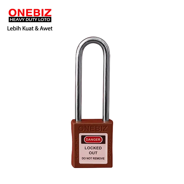 Heavy Duty Loto OB 14-BDG29UDKD Long Steel Shackle Brown ONEBIZ untuk untuk Mengunci device loto, mencegah mesin dioprasikan