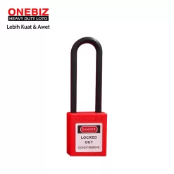 Heavy Duty Loto OB 14-BDG31UDKD Long Shackle Safety Padlock Red ONEBIZ untuk Mengunci device loto, mencegah mesin dioprasikan