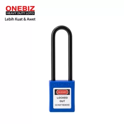 Heavy Duty Loto OB 14-BDG33UDKD Long Nylon Shackle Safety Padlock Blue ONEBIZ untuk Mengunci device loto, mencegah mesin dioprasikan